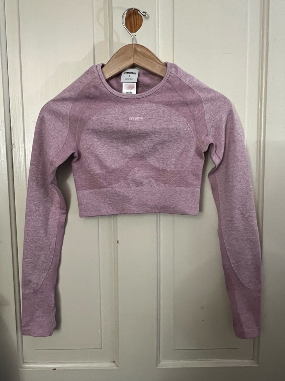 Gymshark Flex Sports Long Sleeve Crop Top Calm Pink Size Small